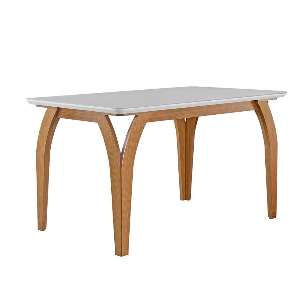 Mesa de Jantar Agata 135cm 4 Lugares com Tampo de Vidro