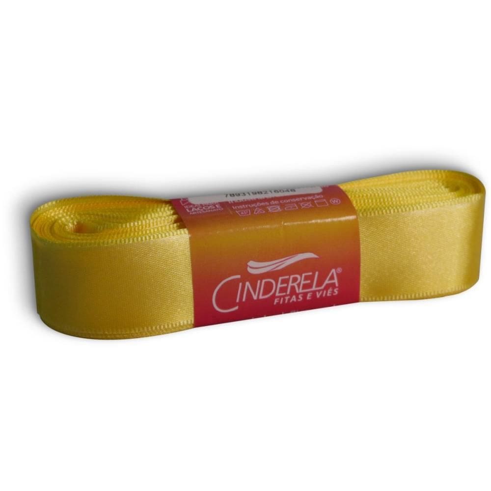 Fita De Cetim 22Mm Com 10 Metros Amarelo Canario