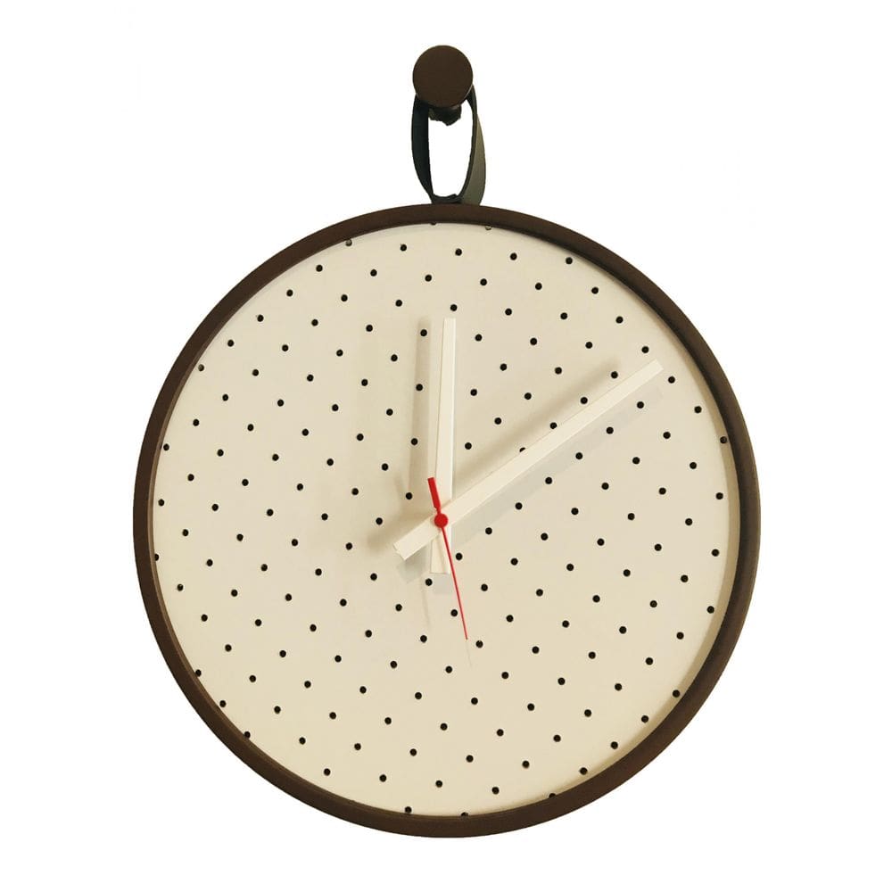 Relogio Short Strip Marrom Alça Preta/Branco Perfurado 40Cm
