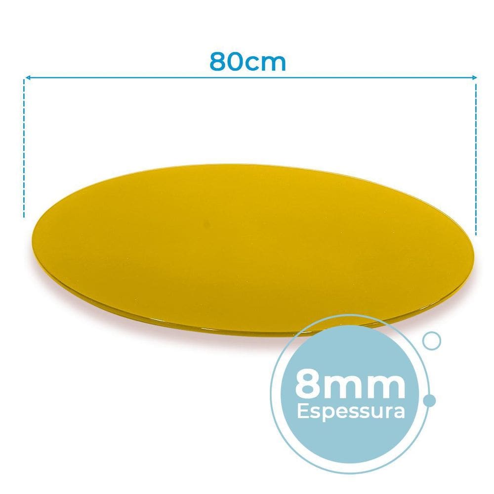 Prato Giratório Vidro Serigrafado 80Cm X 8Mm Amarelo