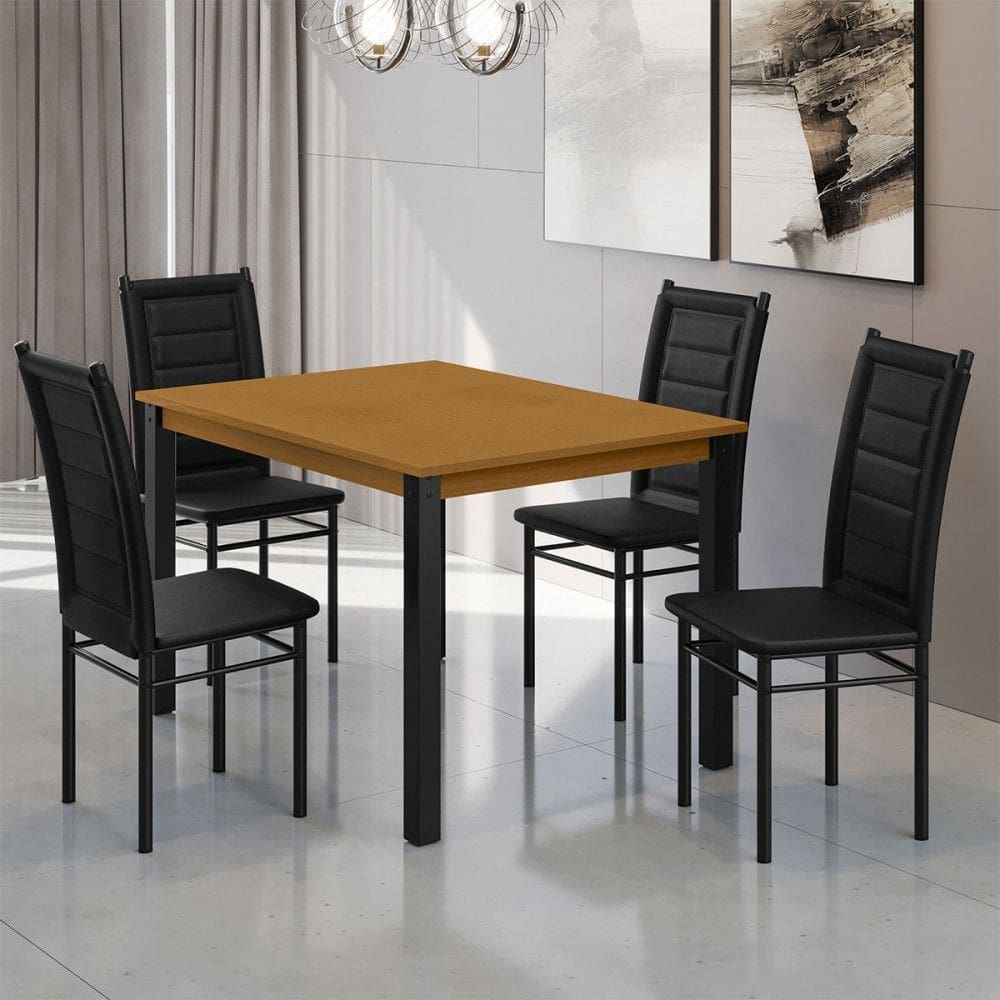 Mesa de Jantar 4 Lugares Monaco Tokio Preto/Natural - Art Panta