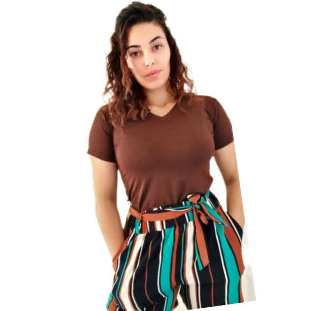 Kit 02 Blusinha Feminina Baby Look - Tecido Viscolycra Manga Curta Preta