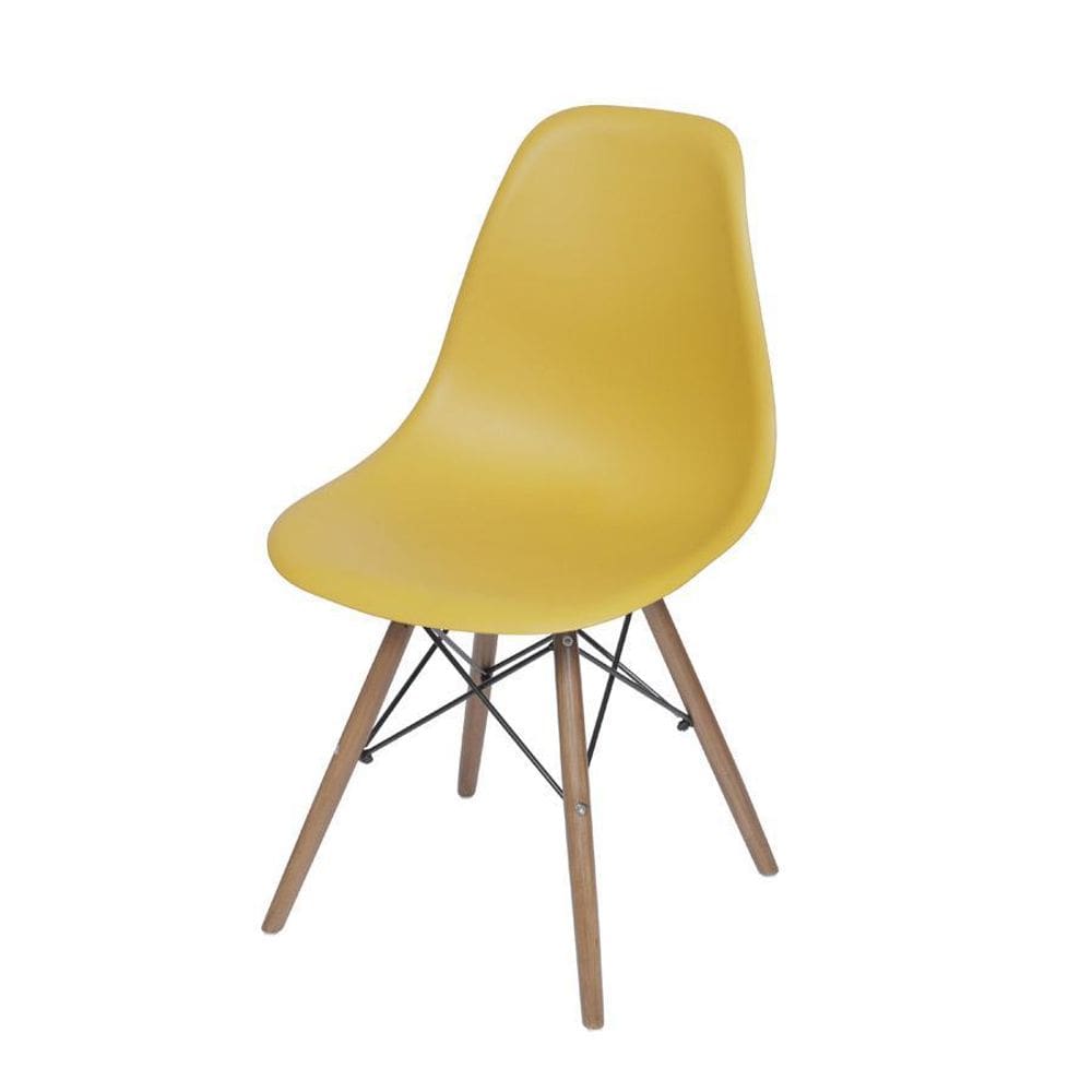Cadeira Boxbit Dkr Eames Base Em Madeira Açafrão