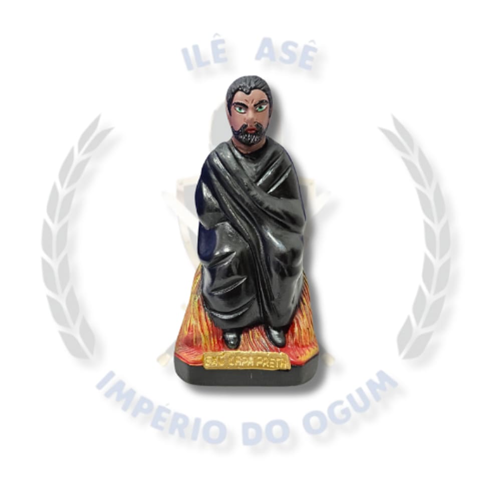 Imagem Gesso Exu 20Cm - Capa Preta (Sentado)