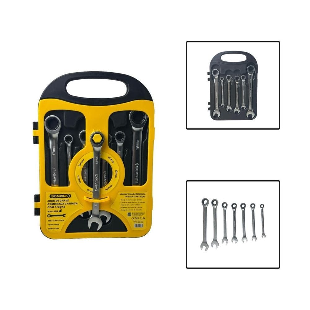 Jogo Chave Combinada Catraca 8 A 19Mm 7 Peças