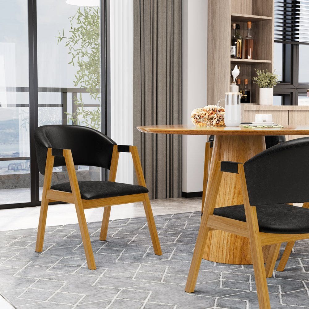 Kit Com 6 Cadeiras Leticia Madeira Maciça Estofada Para Mesa De jantar
