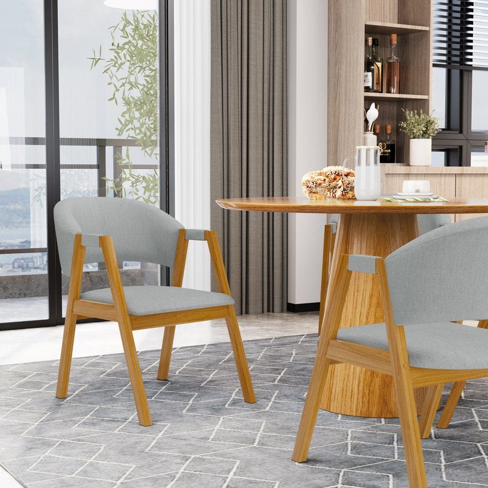Kit Com 2 Cadeiras Leticia Madeira Maciça Estofada Para Mesa De jantar