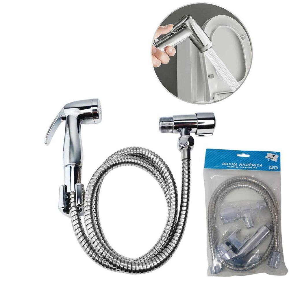 Kit Chuveirinho Vaso Banheiro Ducha Higiênica Cromada 1M