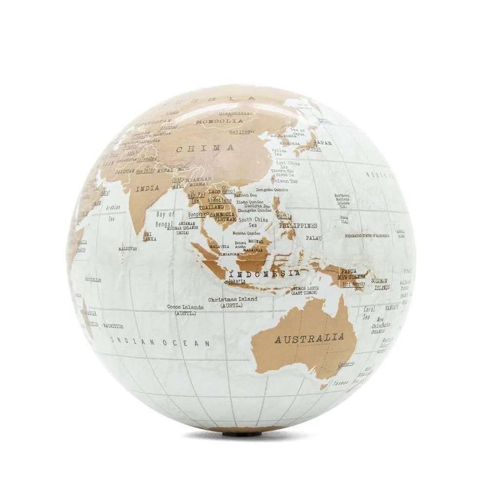 Globo Terrestre Mapa Mundi Iluminado Luminaria Giratoria Led Infantil Adulto Decoração Escritorio Sala Quarto Branco