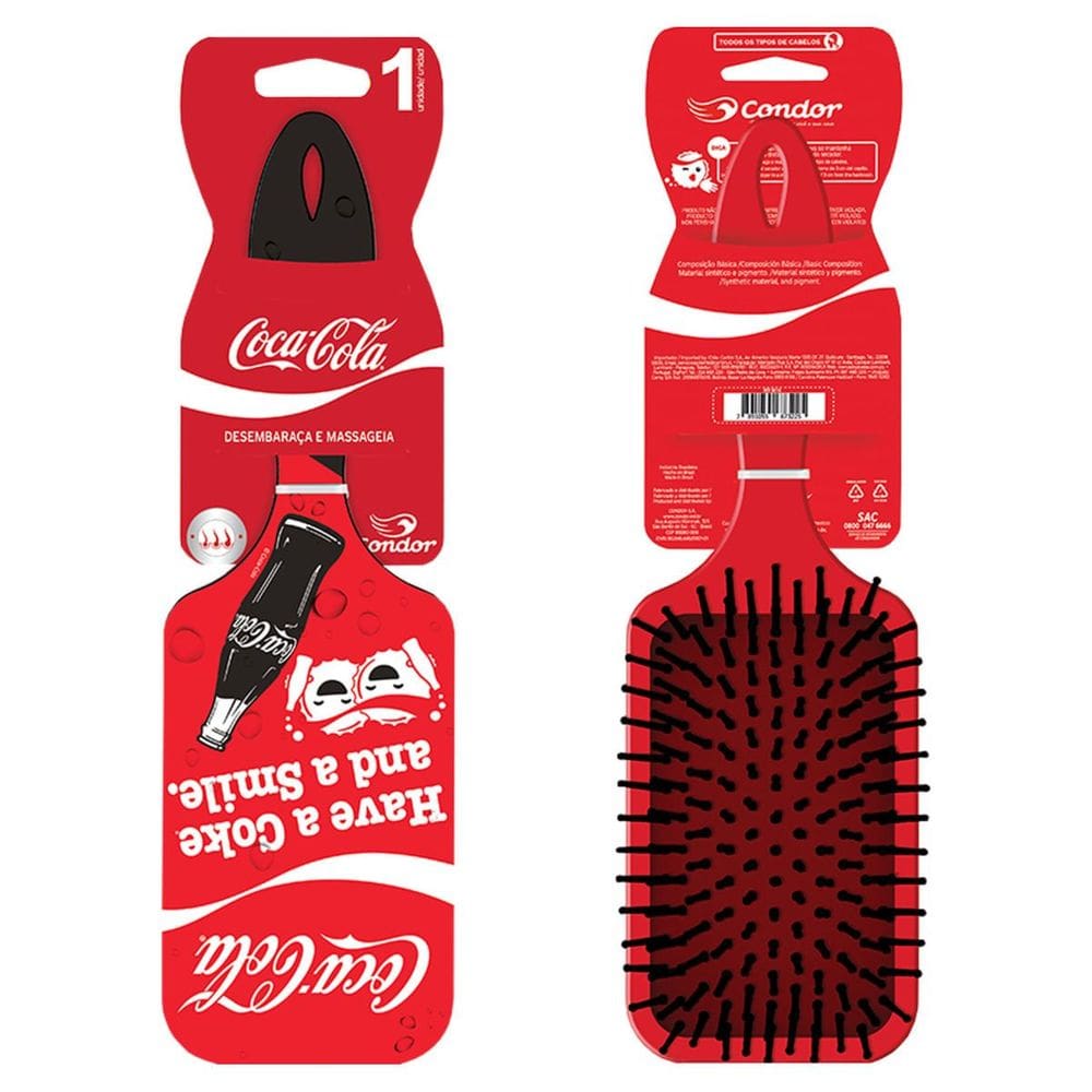 Escova Para Cabelo Raquete Coca-Cola Condor