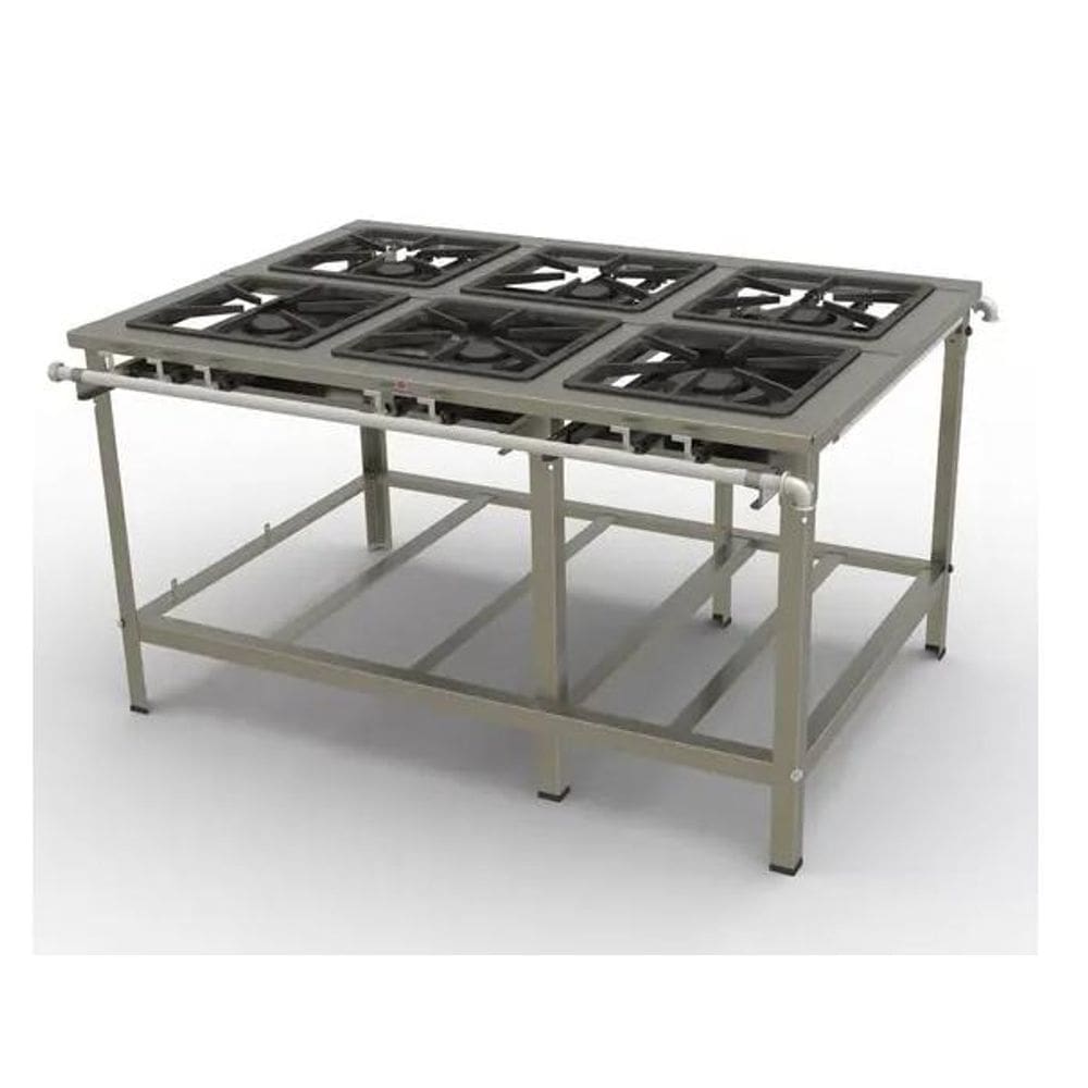 Fogão Profissional Progás 4 Bocas Duplas Baixa Pressão Inox sem Forno – PMDINOX-400F