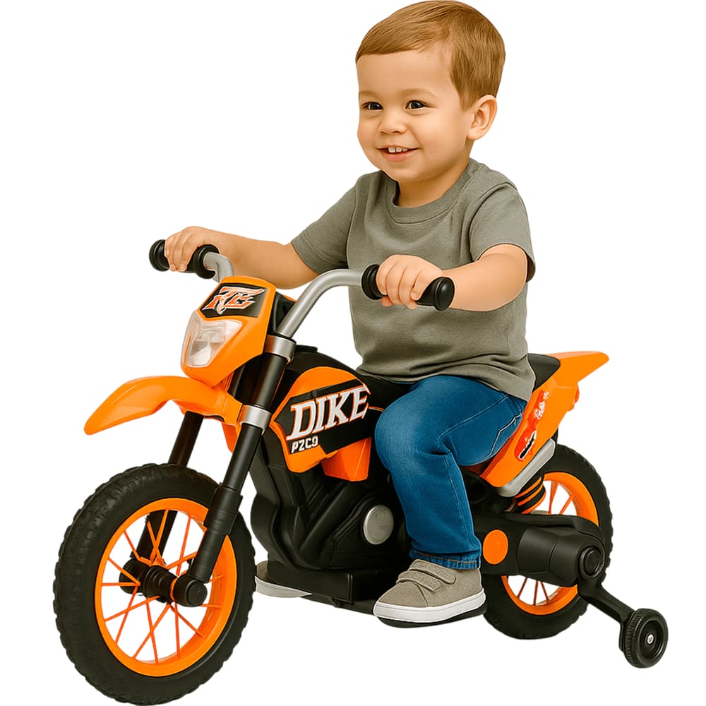 Mini Moto Elétrica Infantil Radical Bang Toys Laranja 12V