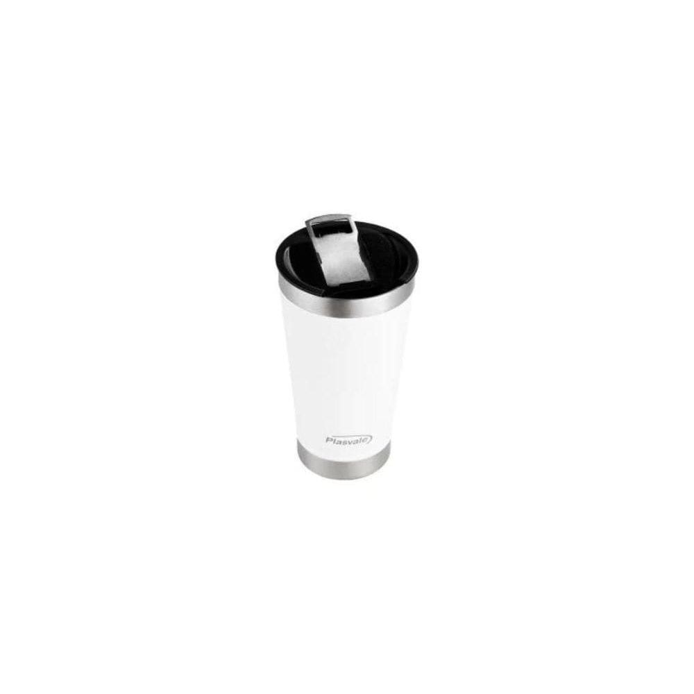 Copo Térmico Tampa Abridor De Garrafa Branco 650Ml Plasvale