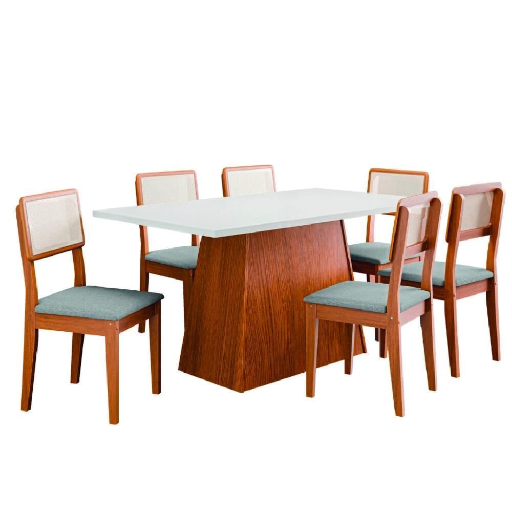Conjunto Sala de Jantar Mesa 1,60m Trento 6 Cadeiras Santiago Dobuê