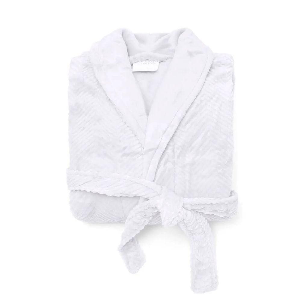 Roupão Buettner Feminino Microfibra Jacquard 100% Poliéster Adele Gola Xale Tamanho(m) Branco