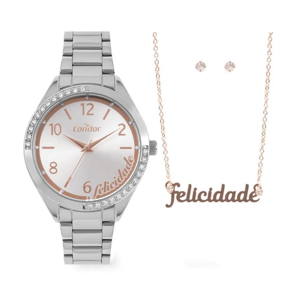 Kit Relógio Condor Feminino Prata Copc21Jfl/K4K