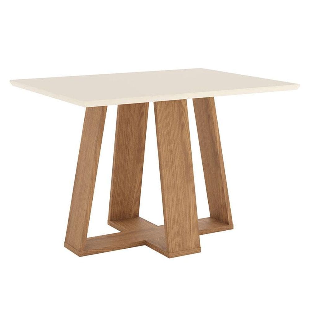 Mesa de Jantar Lins 120 cm Canto Reto sem Vidro Nature Off White - Henn