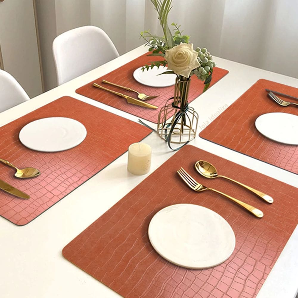 12 Jogo Americano Mesa Posta Luxo Impermeável Pvc Cro Tr