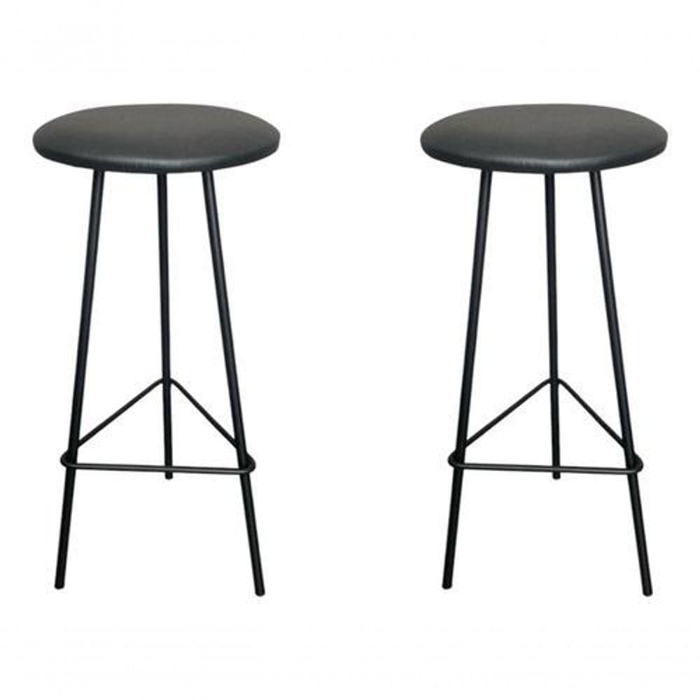 Banqueta Retro Alta Ferro Industrial Assento Peroba 70cm Estofado