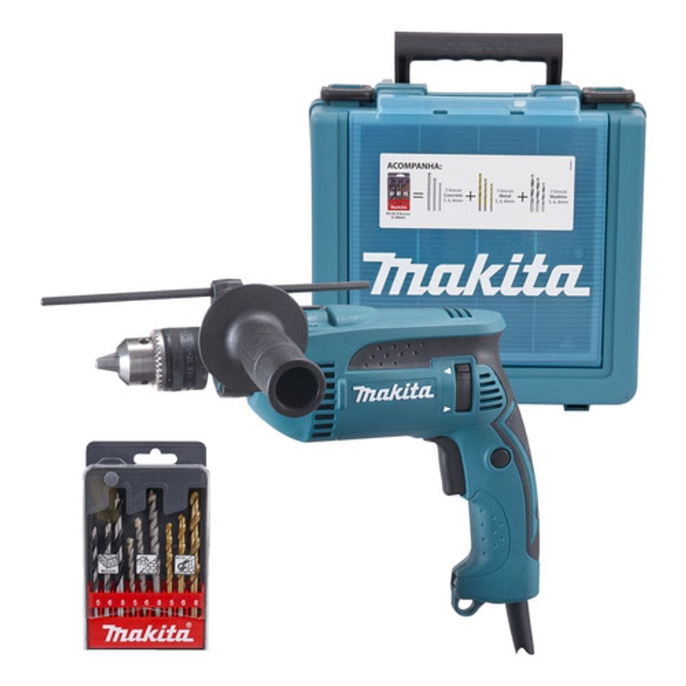 Kit Furadeira 760w 220v Makita Hp1640kx1 Maleta E Brocas