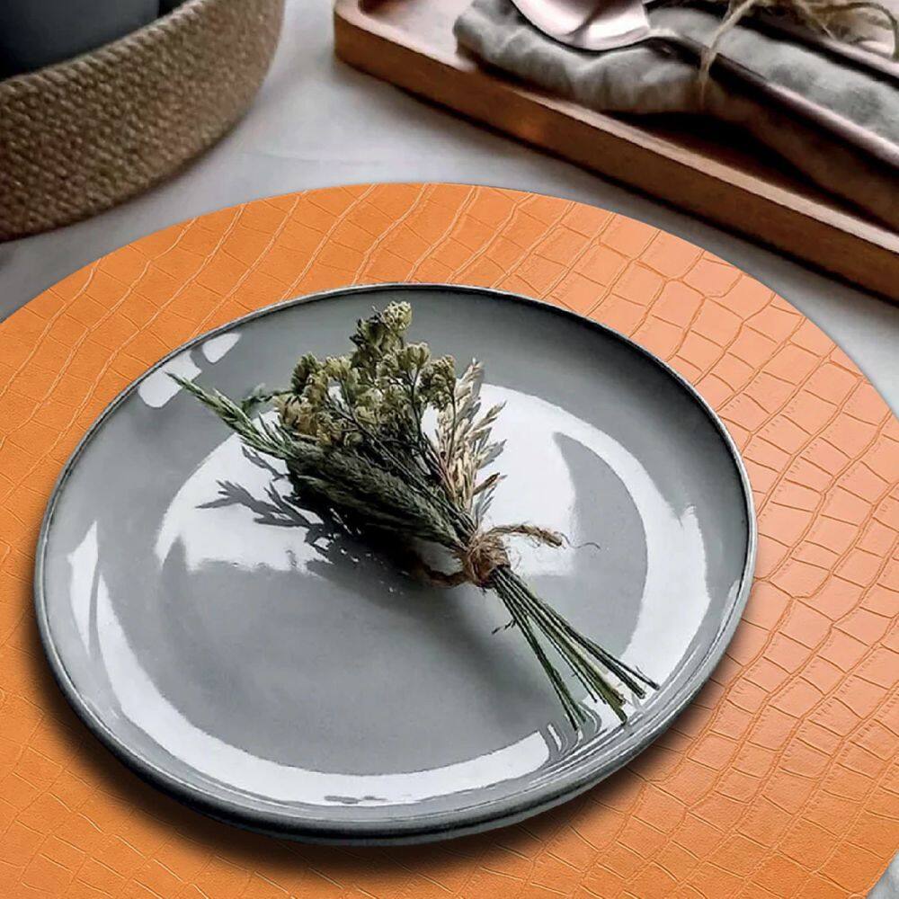 6 Jogo Americano Redondo Sousplat Mesa Posta Luxo Cro Lj