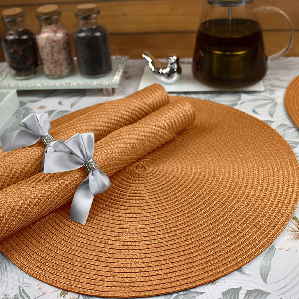 6 Jogo Americano Redondo Mesa Posta Sousplat Luxo Pvc Mlj2