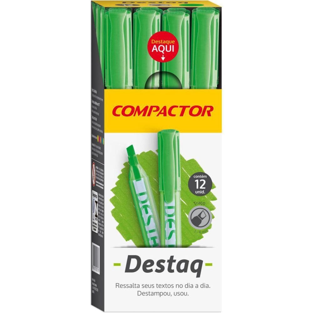 Caneta Marca Texto Destaq Fluorescente Verde