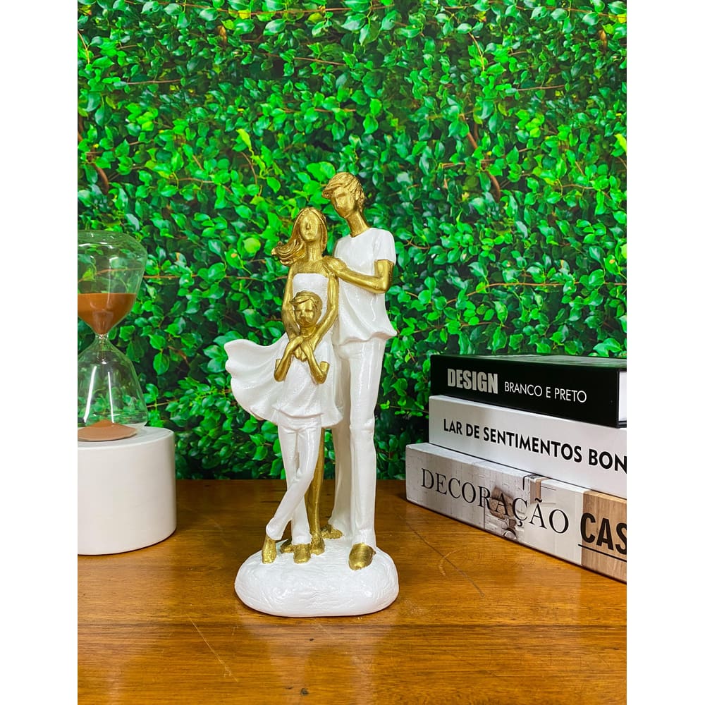 Estatueta Decorativa Família Gesso Branco ou Colorido