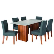 Conjunto de Mesa Sala de Jantar Ripada Santiago 1,80m 6 Cadeiras Creta Dobuê