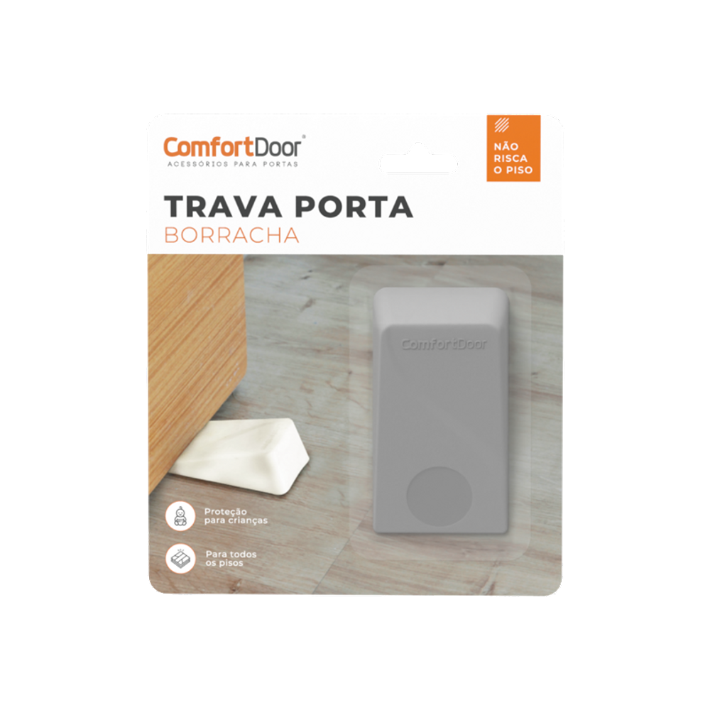 Fixador Calço Trava Porta De Borracha Comfortdoor Cinza