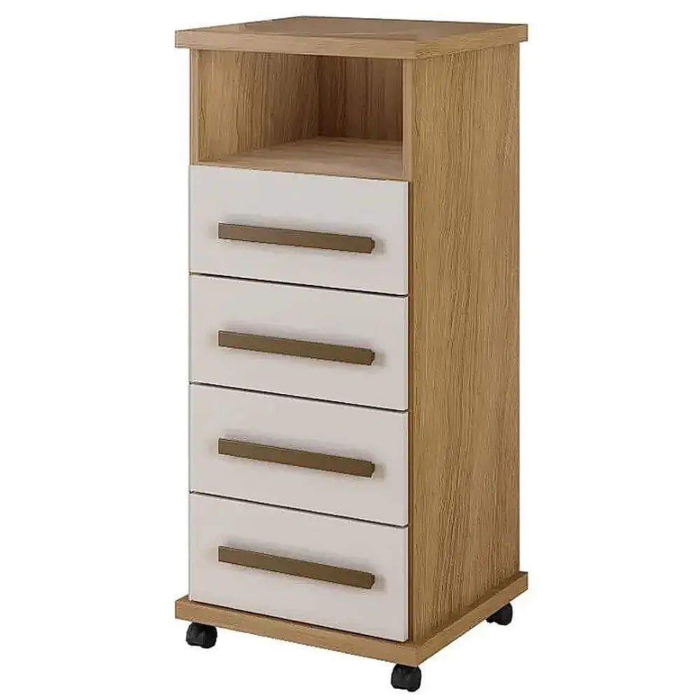 Balcão Piauí 4 Gavetas Branco Flex Arte Móveis Cor Cinamomo Off White