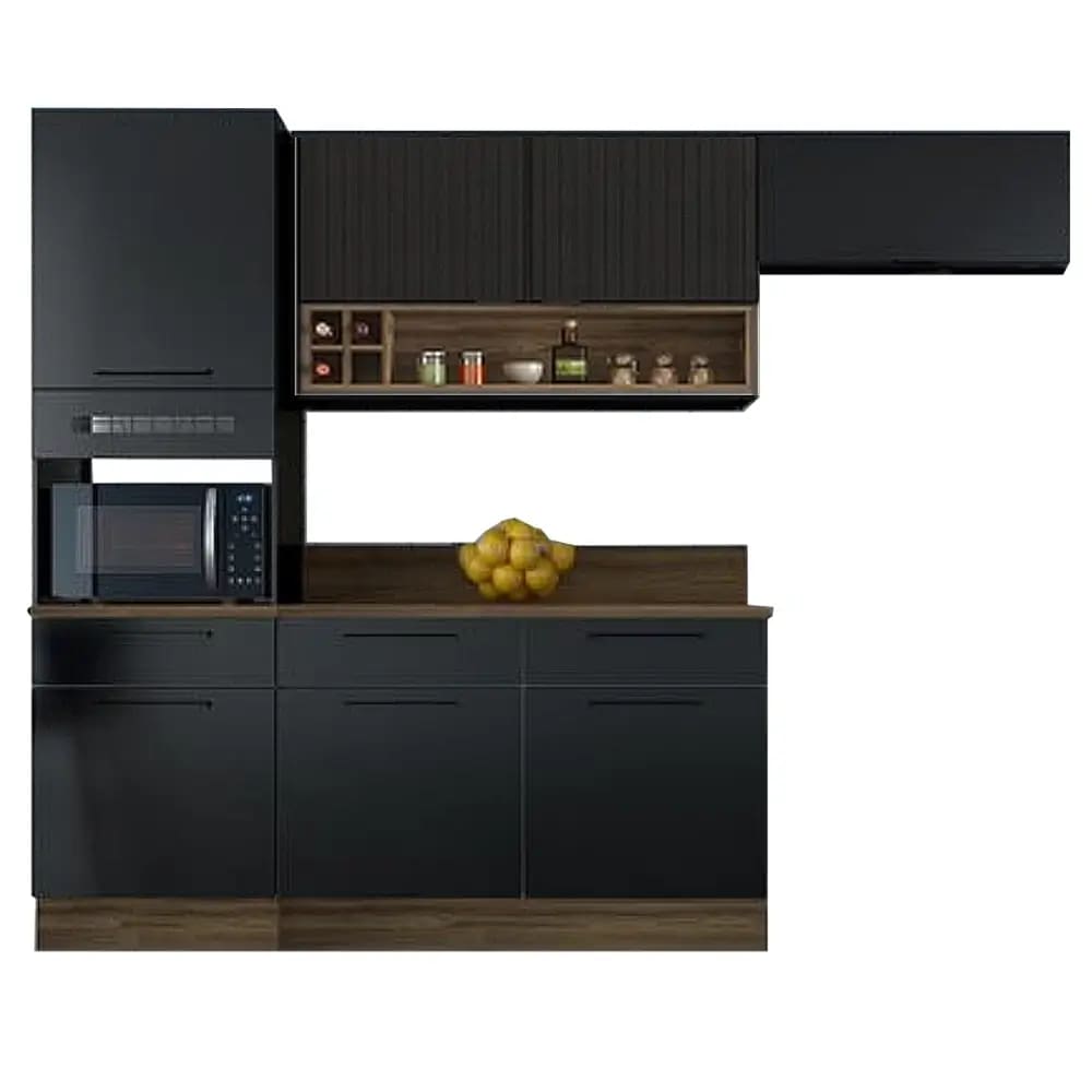 Cozinha Exclusive Completa 4 Peças 7 Portas 3 Gavetas Itatiaia Cor Grafite