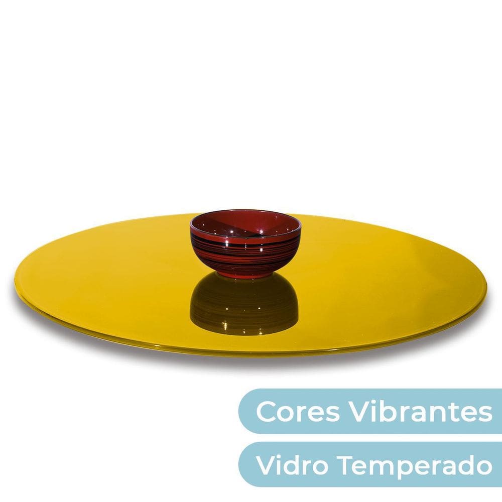 Prato Giratório Vidro Serigrafado 90Cm X 8Mm Amarelo