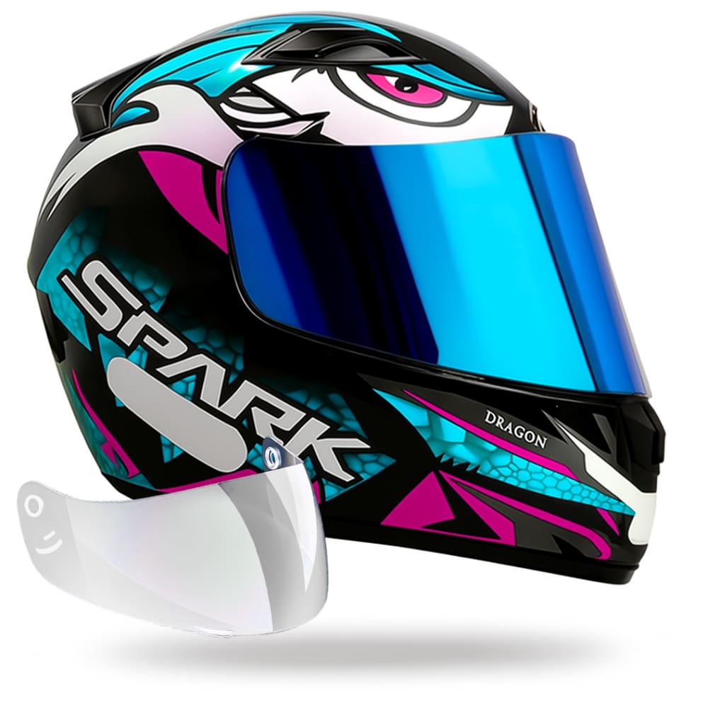 Capacete Ebf Dragon Tiffany C/ Narigueira + Viseira Iridium
