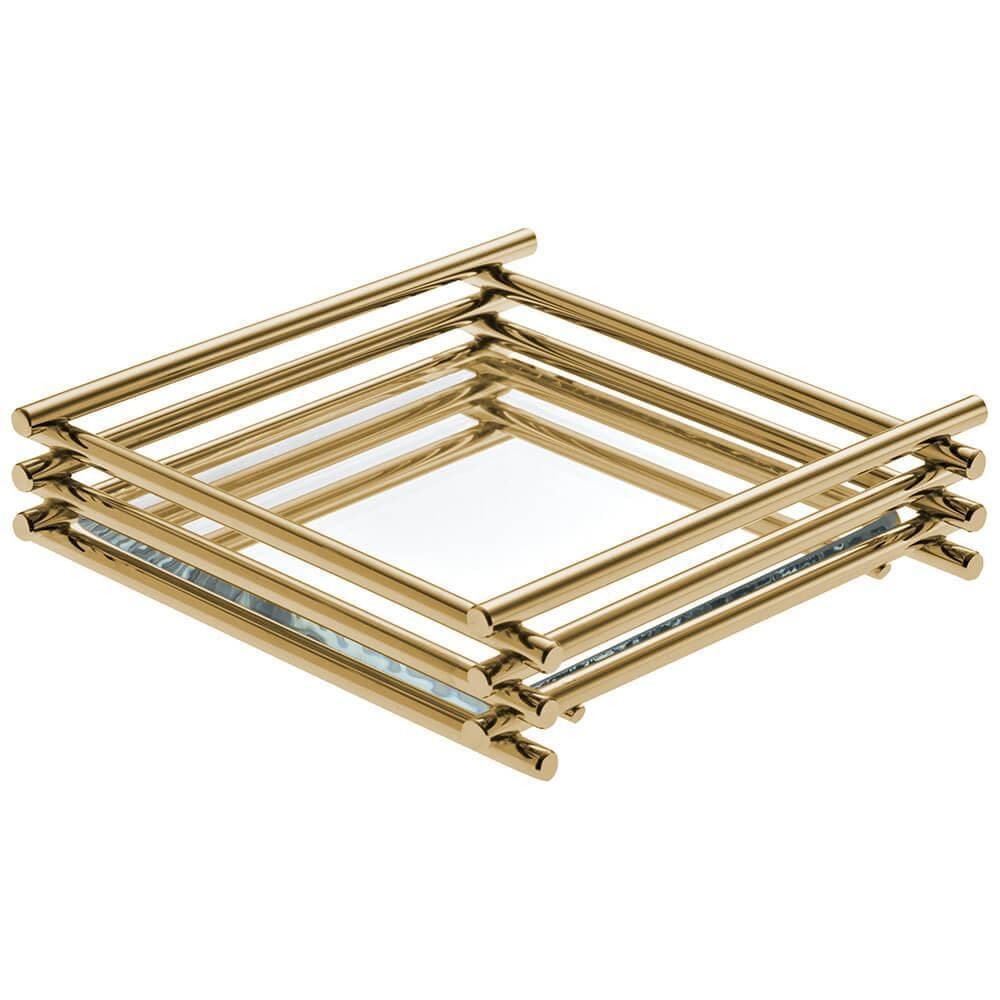 Bandeja Espelhada Wire Golden 10X20Cm Retangular