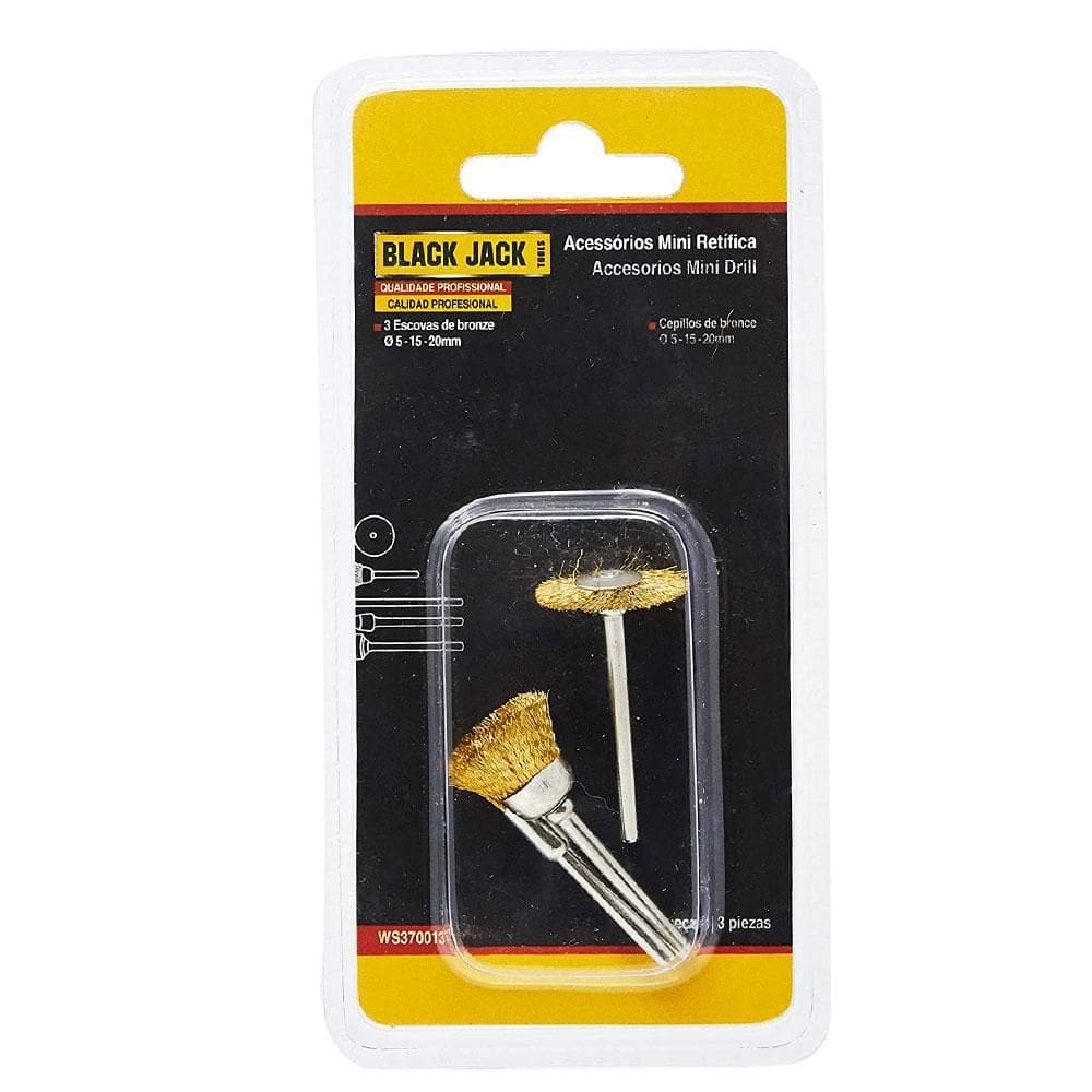 Jogo Com 3 Escovas De Bronze Para Micro Retíficas Black Jack