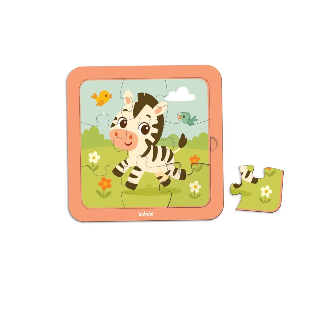 Brinquedo Educativo Babebi Quebra Cabeças 09 Peças Zebra
