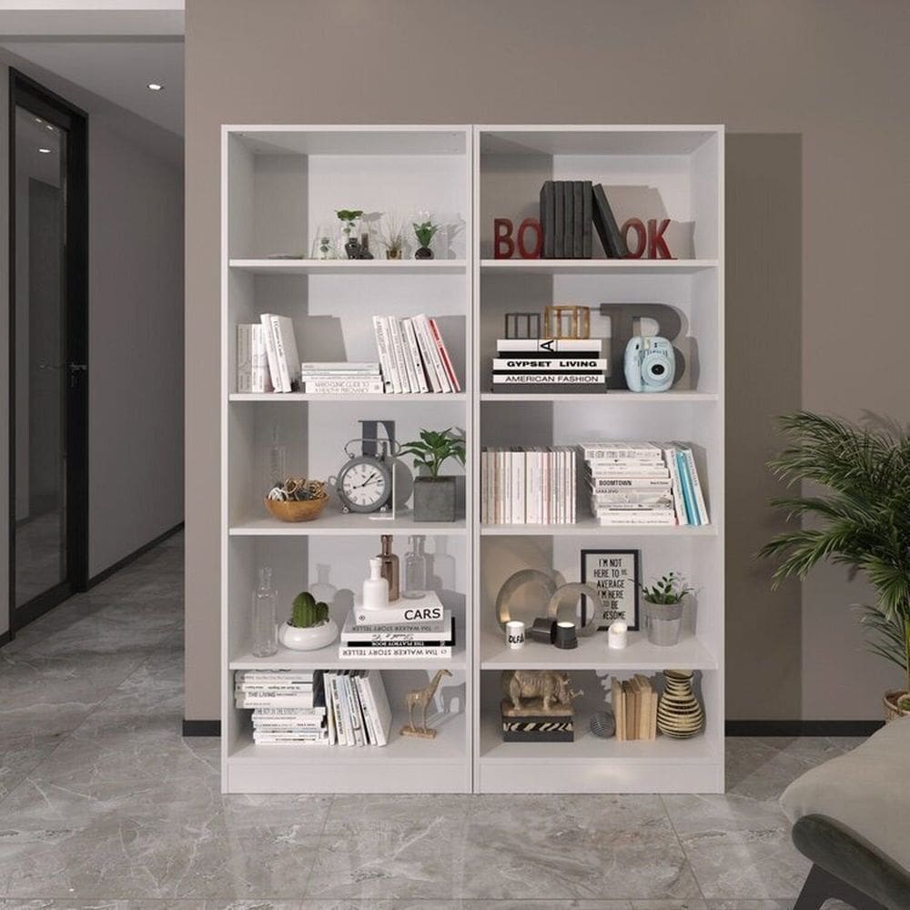 Kit 2 Estantes Multiuso com 10 Prateleiras com Amplo Espaço Espresso Móveis Branco