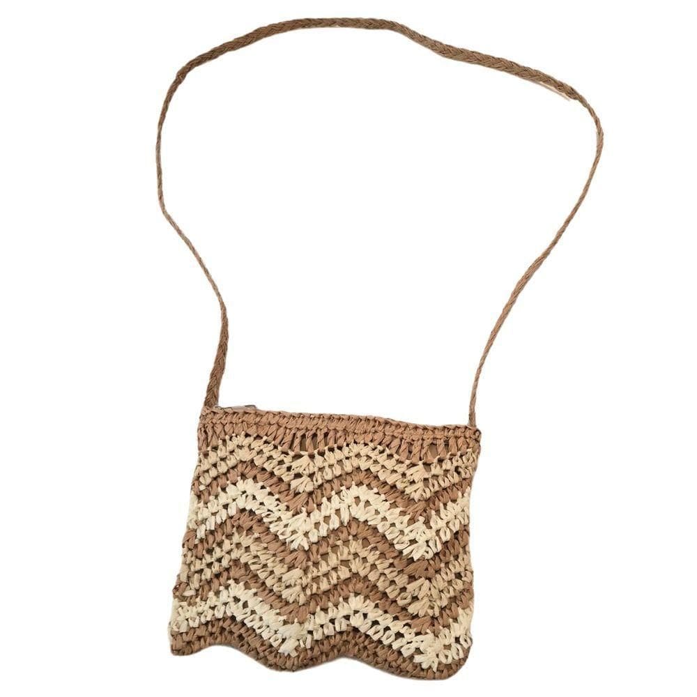 Bolsa Artesanal Lateral Listrada Transversal Cor:marrom