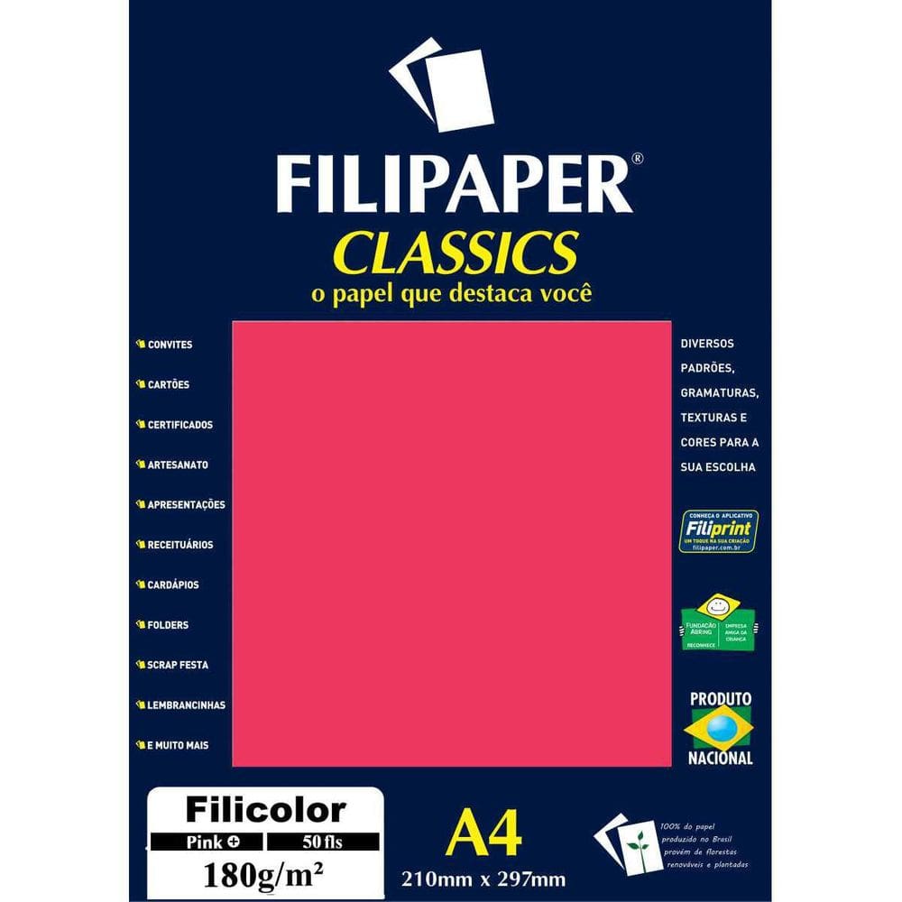 Papel A4 Color Filicolor Pink 180G.