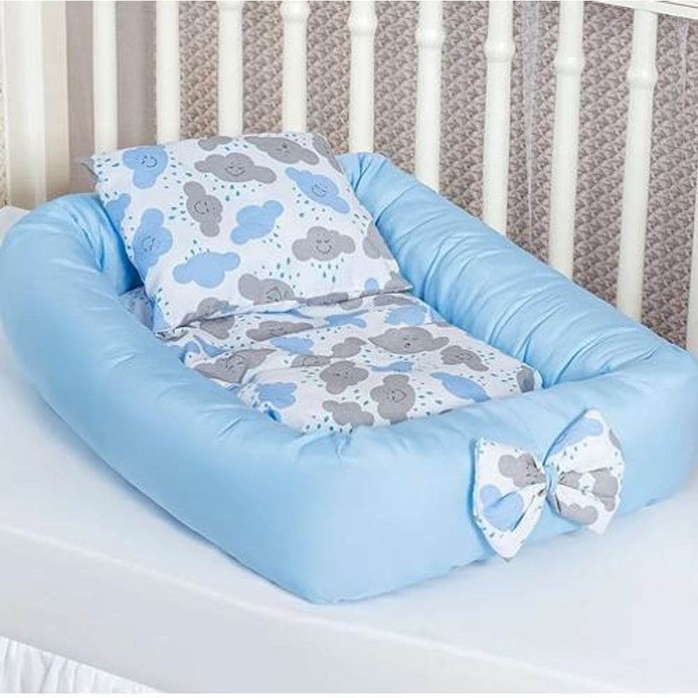Ninho Redutor Berço Nuvem Chuva De Amor Azul 4 Peças