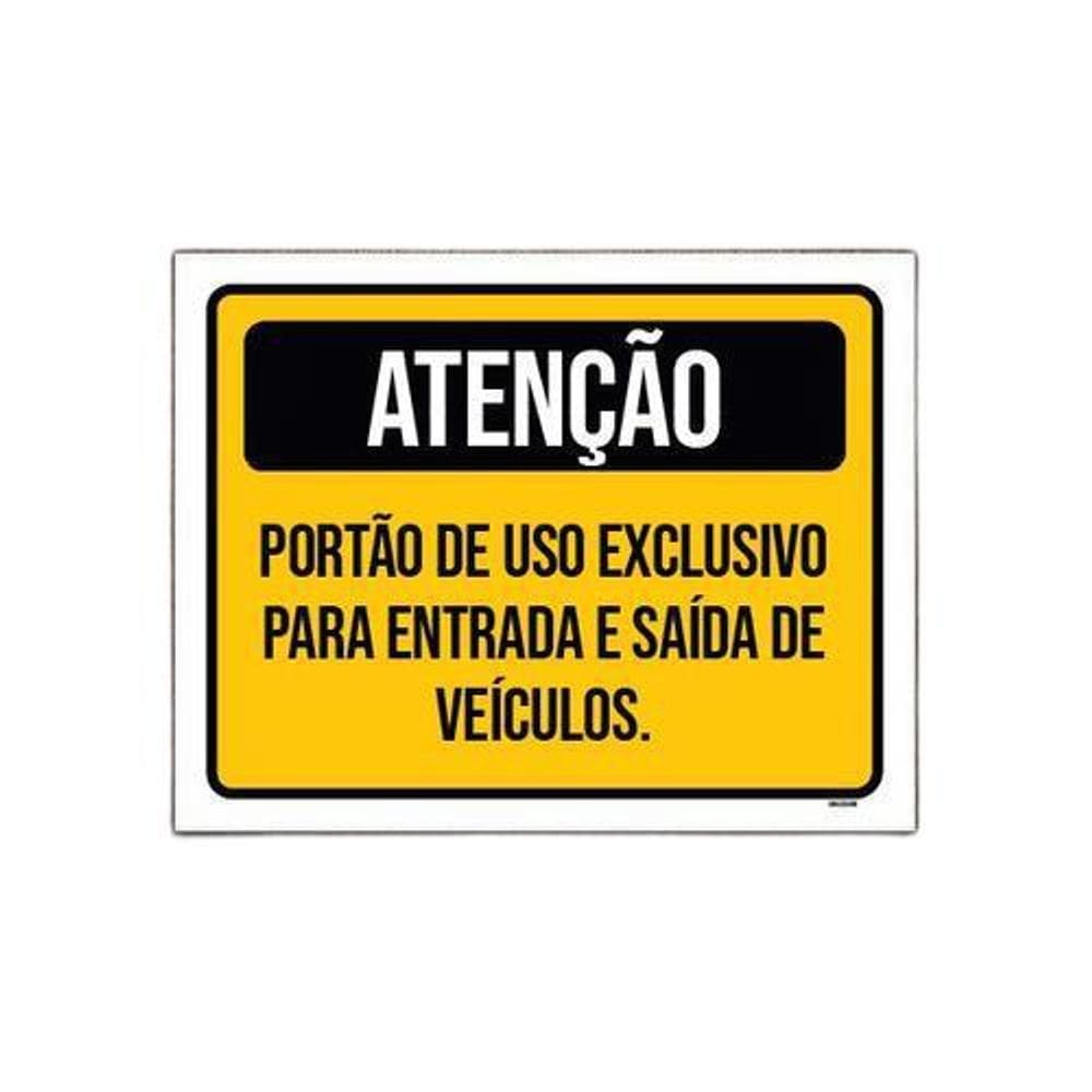 Placa Atenção Portão Exclusivo Entrada Saída Veículos 18X23