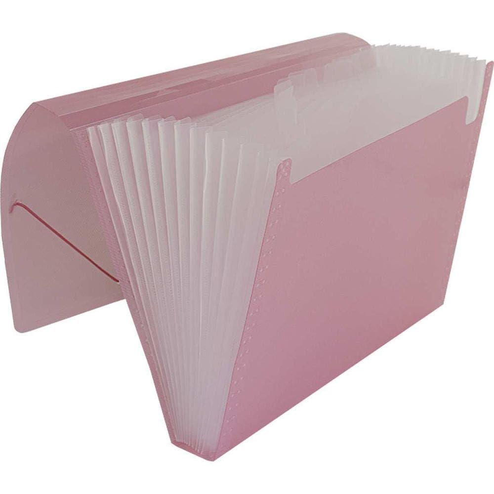 Pasta Sanfonada Plástica A4 Rosa - 12 Divisões  33x24.5x2cm