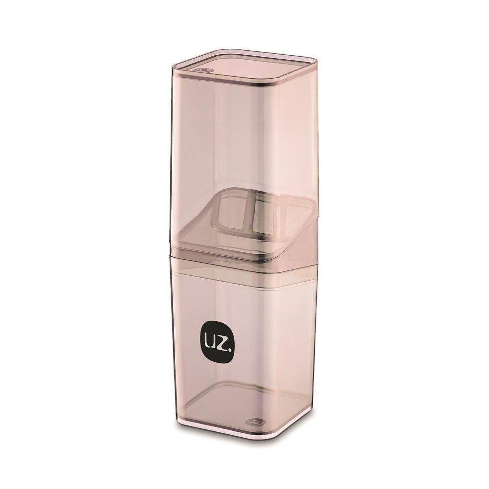 Porta Escova Com Tampa Slim Rosa Translucido De Plastico Uz