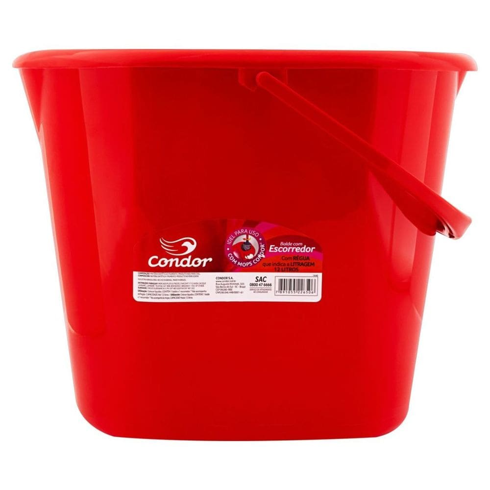 Balde Com Escorredor Vermelho 12L Condor