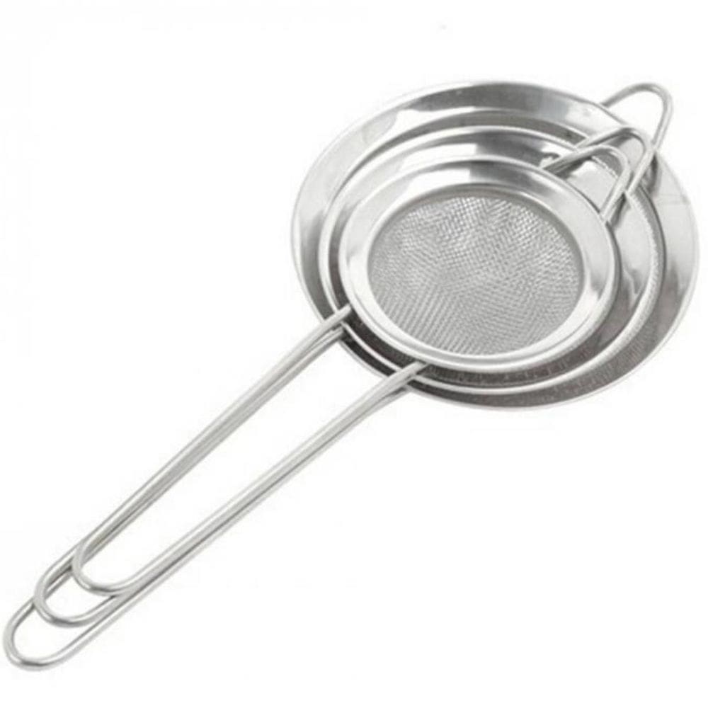 Kit 3 Peneiras Inox Coar Chá Suco Stainless Steel Sieve