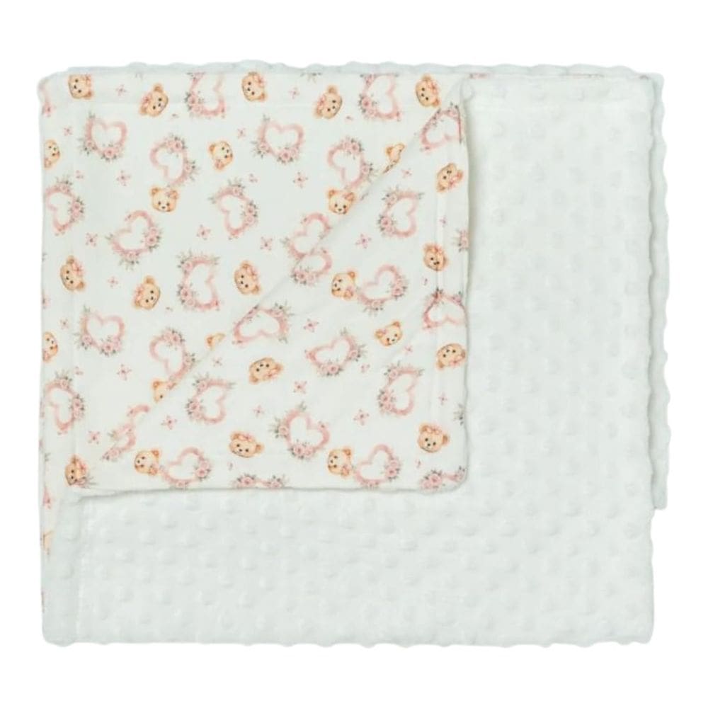 Cobertor Bebê Fleece 3D Fun Amor Urso Off White - Hug
