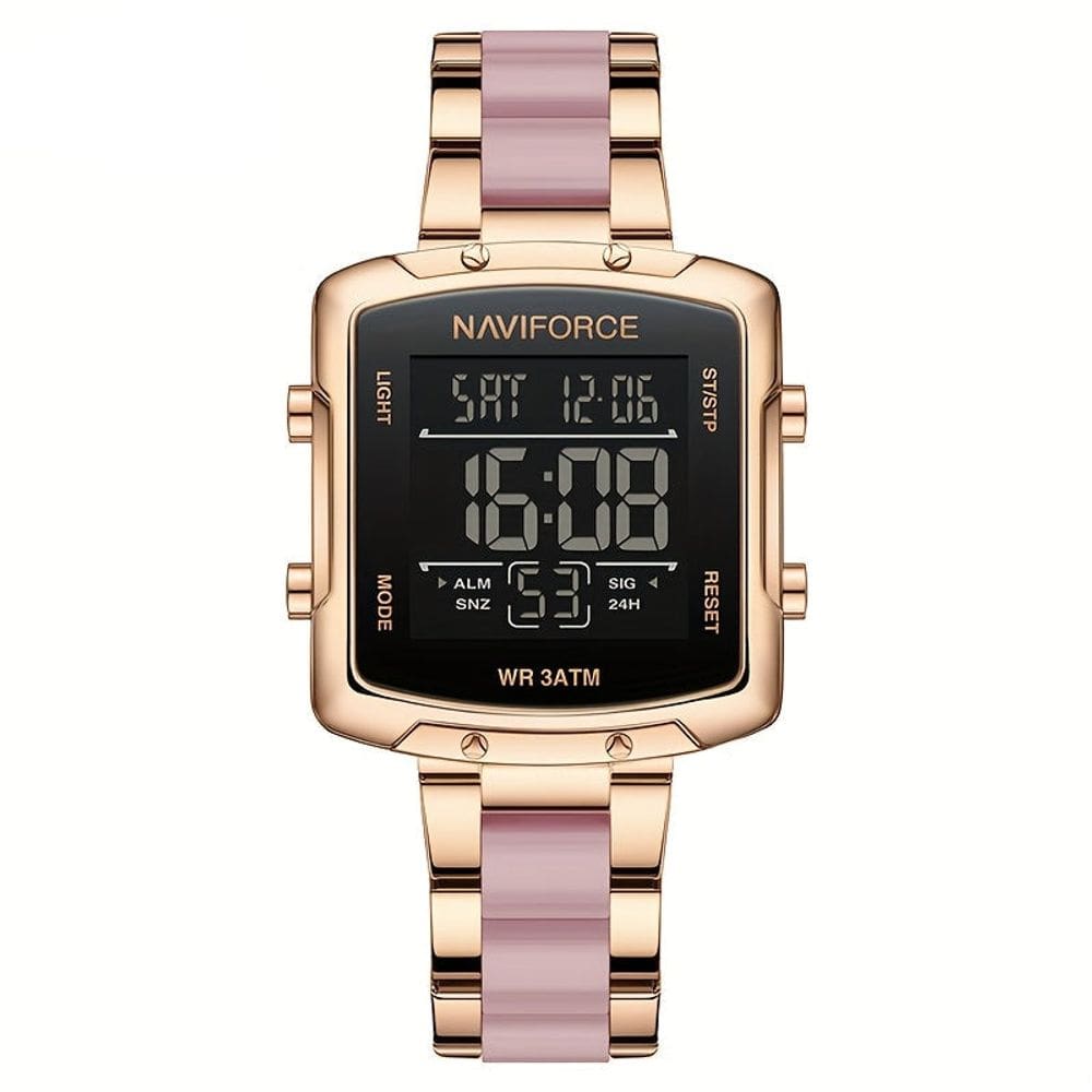 Relógio Digital Feminino Fashion Design Simples Quadrado em Aço Inoxidavel