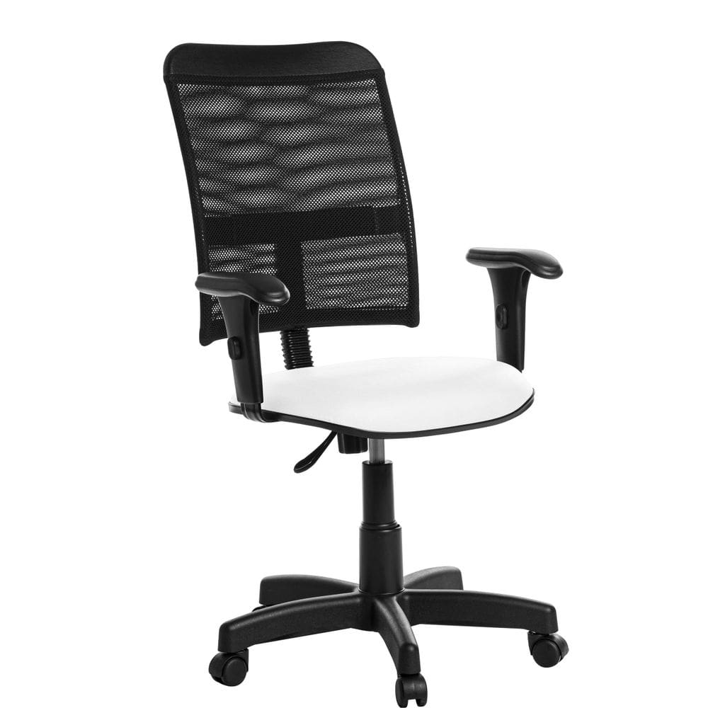 Cadeira Escritório Giratória Mesh Braço Branco