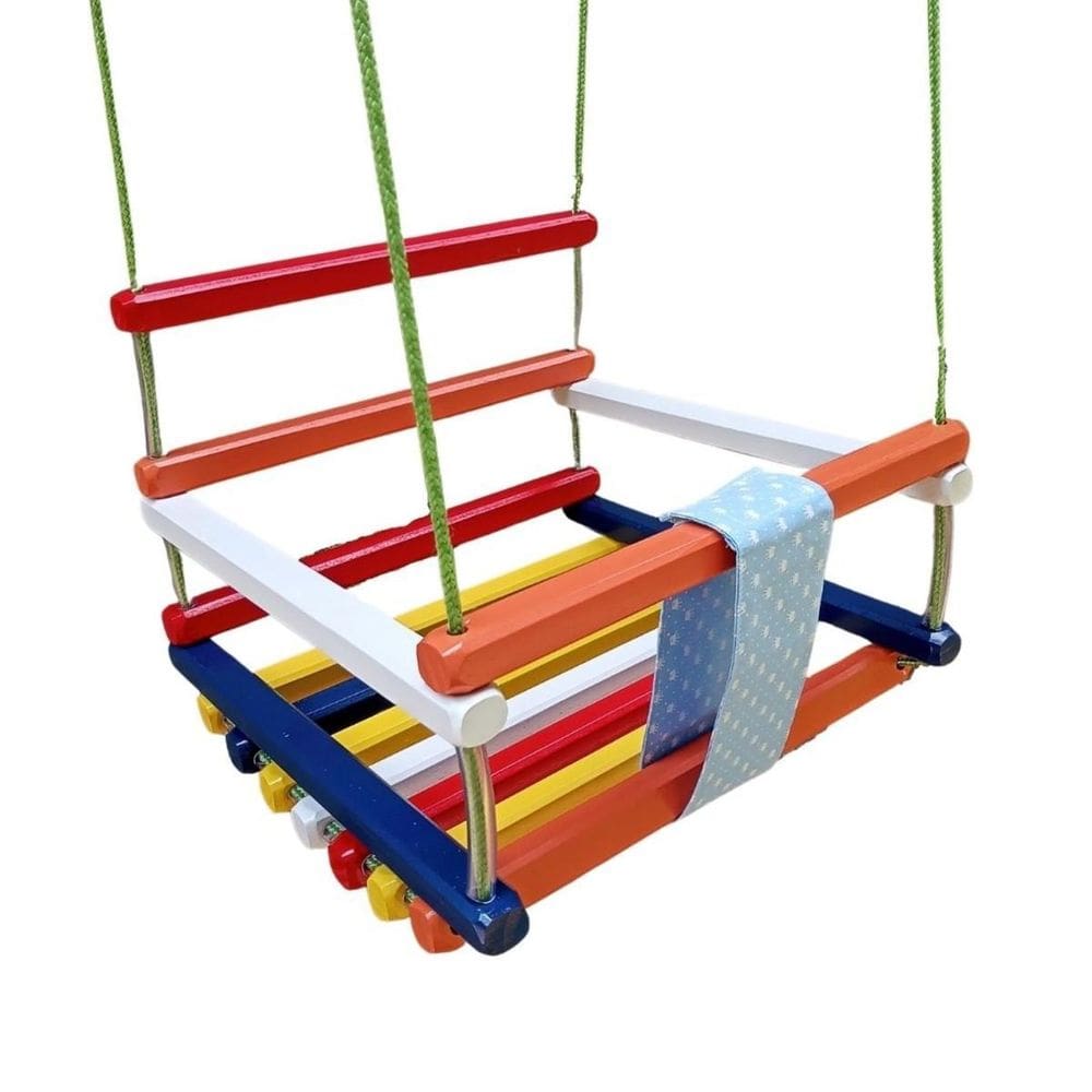 Balanço Gangorra Infantil Madeira 40X35 Colorido Até 80Kg
